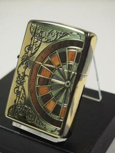 Zippo ダーツボード・Dart Game 真鍮BR（両面）ウッド象嵌Wood