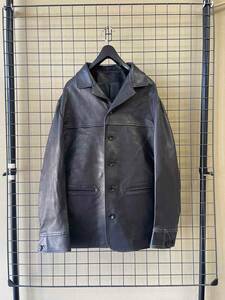 【SAMPLE】Leather Jacket BLACK Car Coat 本革 上質 レザージャケット ブラック カーコート サンプル品 