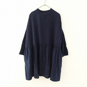 //【2023/定価3.1万】ネストローブ nest Robe *Upcycle Lino インディゴ染めチュニック*Fワンピース麻綿(33-2311-300)【32K32a】