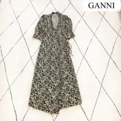 【美品】GANNI ガニー クレープ ミディ ラップドレス