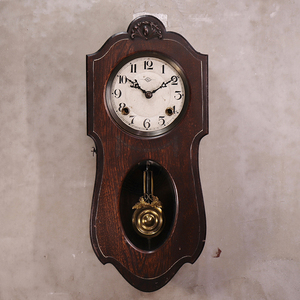 【開】大正時代-昭和 『H.I』 瓢形ゼンマイ機械式柱時計 掛時計 ボンボン時計 愛知県時計製造同業組合 AC315