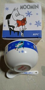 新品 ムーミン ケンタッキー KFC ケンタッキーフライドチキン ボールスプーン カトラリー 青 非売品 スープボール 茶碗 どんぶり皿 陶器