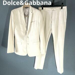 1円スタート～　超レア☆Dolce＆Gabbanaドルチェ&ガッバーナ イタリア製 メンズ スーツ セットアップ ジャケット 羊毛 ウール 白 ホワイト