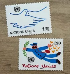 外国切手　国連　ジュネーブ　2種完　未使用