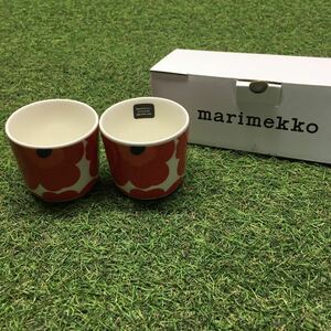 GX4242 MARIMEKKO マリメッコ UNIKKO ウニッコ 067849-001 ラテマグカップ 2個セット食器 ホワイト.レッド 未使用 保管品 コップ