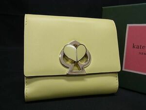 1円 ■美品■ kate spade ケイトスペード ニコラツイストロック レザー 二つ折り 財布 ウォレット レディース イエロー系 AW7230