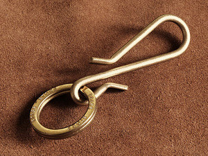真鍮 丸線 ツリバリキーホルダー (オリジナルリング）釣り針 フック かぎ針 キーリング ゴールド ベルトループ ブラス キーチェーン