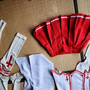 ソードアート・オンライン　アスナ　一円スタートコスプレ衣裳　(訳あり。手袋、ソックス、防具に赤い色うつりがあります)