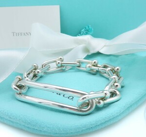 【送料無料】 極希少 美品 Tiffany&Co. ティファニー ハードウェア リンク シルバー ブレスレット Ag925 SV メンズ AH81