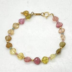 ■K18トルマリンブレスレット■a重量約4g tourmaline jewelry ブレスレット bracelet accessoryアクセサリー 18金 DF0