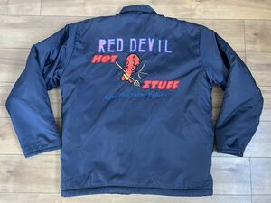 ☆ 送料無料 ☆ 美品 即決 HOT STUFF RED DEVIL 全面 刺繍 裏ボアコーチジャケット 希少品 ヴィンテージ ビンテージ 〜00S ☆ レッドデビル