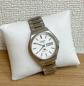 【RICOH Fine リコー 70年代 リクォーツ メンズ 腕時計】白文字盤/カレンダー/K65-067