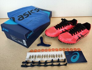 ★asics★陸上 スパイクシューズ EFFORT MK 24.0cm★付属品,元箱付★サンライズレッド/ブラック★TRACK&FIELD★EUR 37.5, UK 4, US 5★稀少