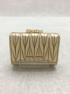 MIU MIU◆3つ折り財布/-/GLD/無地/レディース