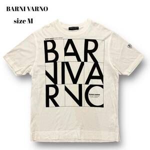 超美品 BARNI VARNO バーニ ヴァーノ バーニヴァーノ 半袖 Tシャツ プリント ワッペン Tee 白 黒 ホワイト ブラック トップス 日本製 M