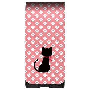 iQOS アイコス 専用 デザイン ケース 猫の足跡 - ピンク 柄 全部収納 カバー 黒ケース