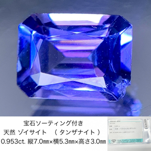 宝石ソーティング付き 天然 ゾイサイト （ タンザナイト ） 0.953ct 縦7.0㎜×横5.3㎜×高さ3.0㎜ 3255Y