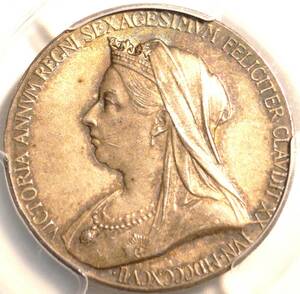 1897 イギリス 在位60年記念 銀メダル PCGS SP63 Eimer-1817b Matte ダイヤモンド ジュビリー Gold Shield