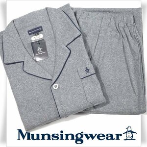 新品1円～★定価1.4万 Munsingwear マンシングウェア メンズ 綿100% テーラードパジャマ M ロゴ ルームウェア スムース素材◆7479◆