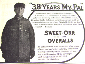 1913年 Sweet Orr ビンテージカバーオールの広告(1910年代デニムオーバーオールワークウェアレア古着stifel501levis
