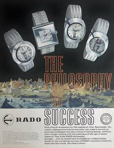 稀少・時計広告！1969年ラドー 時計広告/Rado Diastar Watches/Swiss/宇宙/月面/K