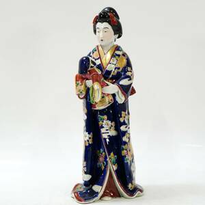 NA6151 全長約30.5cm 明治時代 伊万里人形 色絵美人 芸者人形 古伊万里 九谷 骨董 蔵出し 時代物 古美術品 レトロ アンティーク 検Y