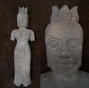 時代石仏 古い女性の仏像 クメール系 石仏 引取か直接配送のみ 0703L5G※