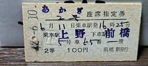 A (4) あかぎ2号 上野→前橋(前橋発行) 2等 4618
