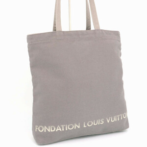 美品 ルイヴィトン LOUIS VUITTON フォンダシオン トートバッグ 美術館 パリ 限定品 通勤 通学 キャンバス グレー メンズ レディース