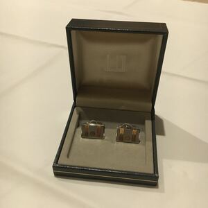 美品 希少 レア dunhill ダンヒル カフス ロゴ入り ゴールド シルバー ケース付き アクセサリー