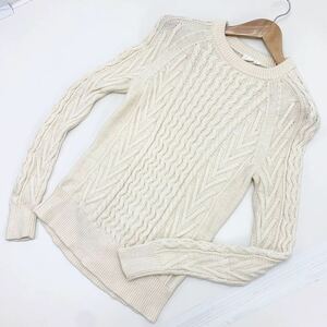 比較的美品♪ ギャップ ★ GAP 女性らしいタイトシルエット♪ XXS ニット セーター コットン オフホワイト 万能 大人カジュアル■CA48