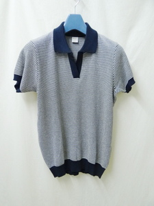 GICIPI ジチピ　新品未使用　COTTON KNIT BORDER POLO ネイビー/オフ