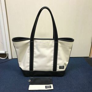 35493 0429Y PORTER ポーターガール ボーイフレンド トートバッグ キャンバス ブラック×ホワイト　美品