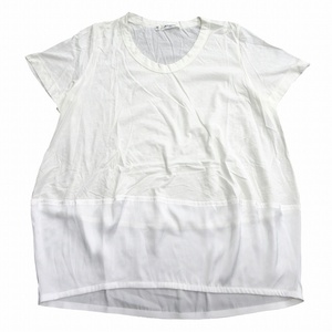ザ シークレットクロゼット The SECRETCLOSET サテン 切替 Tシャツ カットソー ワイド ゆったり 半袖 白 ホワイト レディース♪７