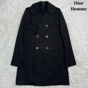 【美品】DIOR HOMME ディオール オム トレンチコート スプリングコート エディ期 07AW アーカイブ 44 ブラック