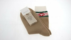 ◆ 未使用 GUCCI / グッチ Gロゴソックス Mサイズ （24～26㎝相当）ベージュ シェリーライン 139915