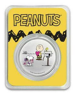 超人気カラー銀貨　海外売り切り続出中！Peanuts Snoopy & Charlie Brown Colorized Valentine 1 oz 　発行数1000！