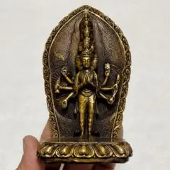 仏教古美術 古銅 細工 十一面千手観音立像 仏壇 置物 縁起物