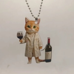 2D アクリル子猫、赤ワイン猫車室内装飾