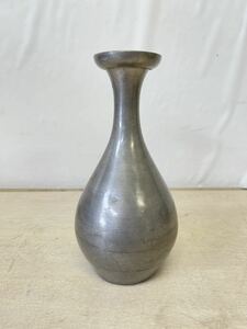 時代物 真英造 古錫 徳利 高約17.8cm 総重0.48kg 錫酒瓶 錫酒器 金属工芸 希少