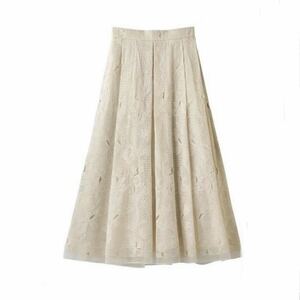 ebure オーガンジー レースタック スカート エブール ナチュラル 38 lace skirt