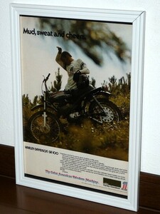 1974年 USA 70s 洋書雑誌広告 額装品 AMF Harley Davidson SR100 ハーレーダビッドソン (A4size) / 検索用 Aermacchi 店舗 ガレージ 看板