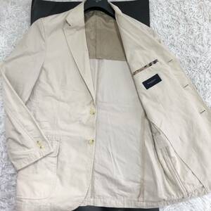 希少XL/Burberry London バーバリー ストライプ テーラードジャケット コットンジャケット ノバチェック ビジネス 背抜き 2B ベージュ LL 