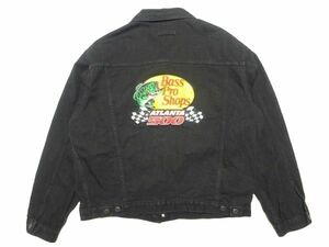 ★カナダ製♪id WEAR★ブラックデニムジャケットXL/黒トラッカージャケットBass Pro ShopsバスプロショップスATLANTA 500アメカジ古着