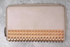 COACH コーチ 長財布 50211 レガシー スタデッド レザー コンチネンタル ジップ ラウンドファスター スタッズ