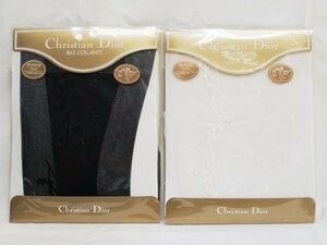 未開封・未使用【Christian Dior ディオール】ストッキング2足セット ワンポイント柄 BAS-COLLANTS ノアール&ブロン Mサイズ カネボウ