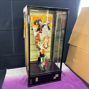 ◆中古 御羽子板飾 20号 大峰作 正絹押絵 お正月 コレクション ガラスケース付 置物 飾り 和風 インテリア 昭和レトロ 145-81