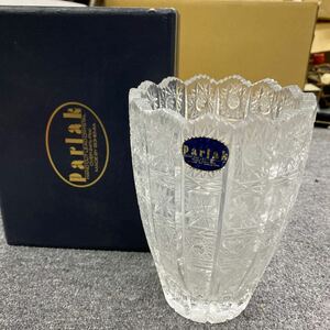 03730 Parlak ボヘミア クリスタルガラス HAND CUT LEAD CRYSTAL OVER 24% 花瓶 インテリア ディスプレイ フラワーベース 箱付き　現状品