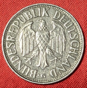 ドイツ　1マルク白銅貨　1963年G　【流通品】　　　玉ちゃんNo.3261