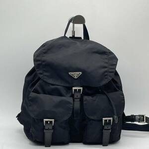 ⑧★BN4330● PRADA プラダ テスートナイロン×レザー リュックサック デイパック バックパック ブラック系 三角プレート